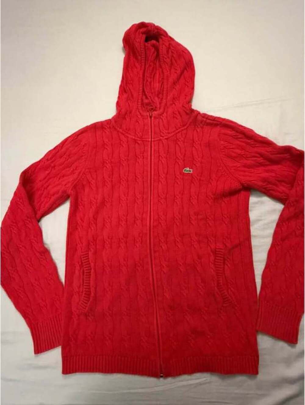 Lacoste Cable Knit Zip-Up Hoodie Womens Size 42 / Womens Medium / Large Used
